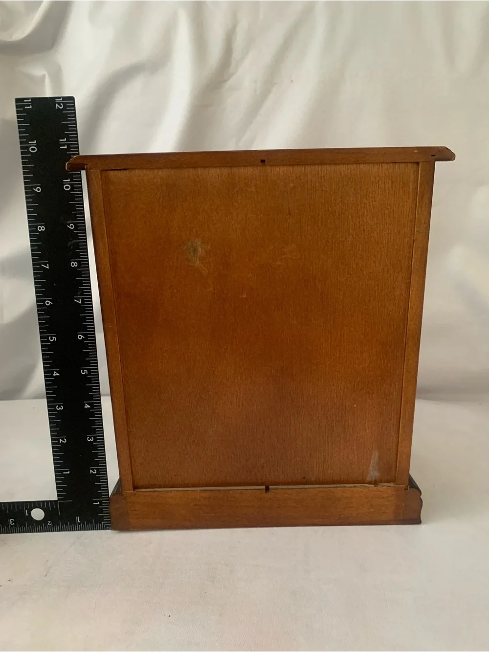 Vintage Mahogany Jewelry Box Rotating Necklace Holder 4 Heart Drawers Mirror